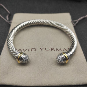 David Yurman 7mm half-diamond two-tone bracelet